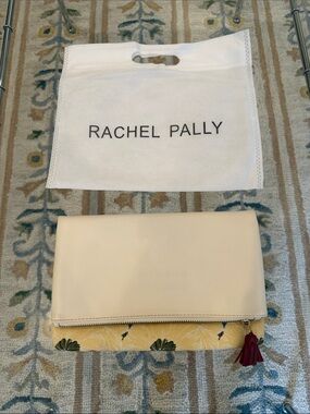 Rachel Pally Cream Fold-Over Clutch with Yellow Floral Base